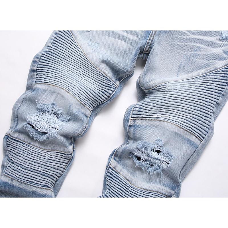 Men's Fashion Designer Jeans for men Distressed Slim Fit Street Style Denim Clothing Pants