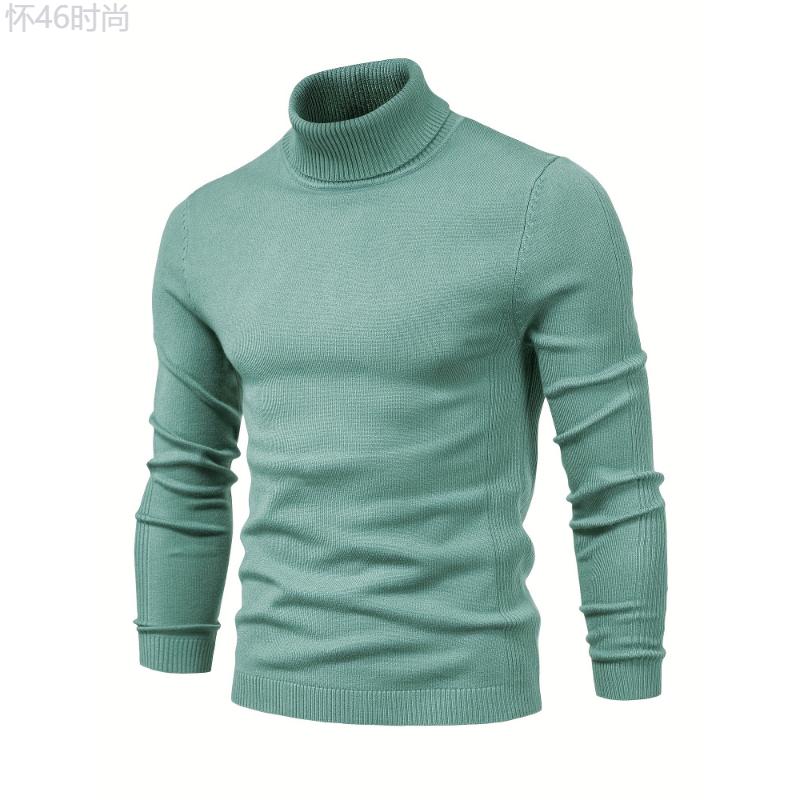 Men's Autumn Winter Solid Turtleneck Sweaters - Best Sellers All Match Fabric Knitwear