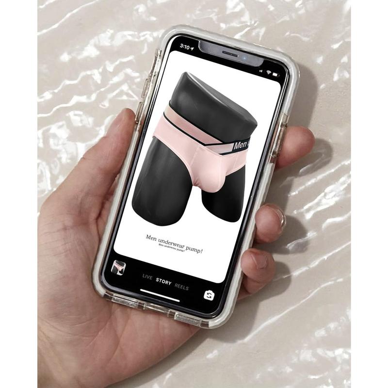 Trendy and Sexy Men's Triangle Briefs – Low-Rise, Body-Hugging, Lifting Design with New Pink Shimmer Elastic Band, Large V-Waistband, Modal Fabric, Stylish and Flattering-MP270