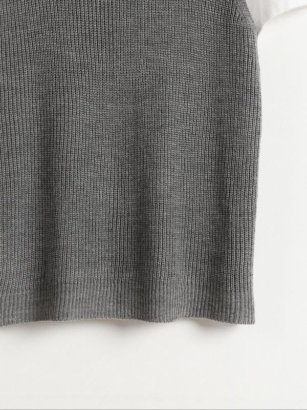 Men's Round Neck Sweater Vest without Tee, Regular Fit Casual Sleeveless Knitwear Top, Men's Knit Clothing for Daily Wear