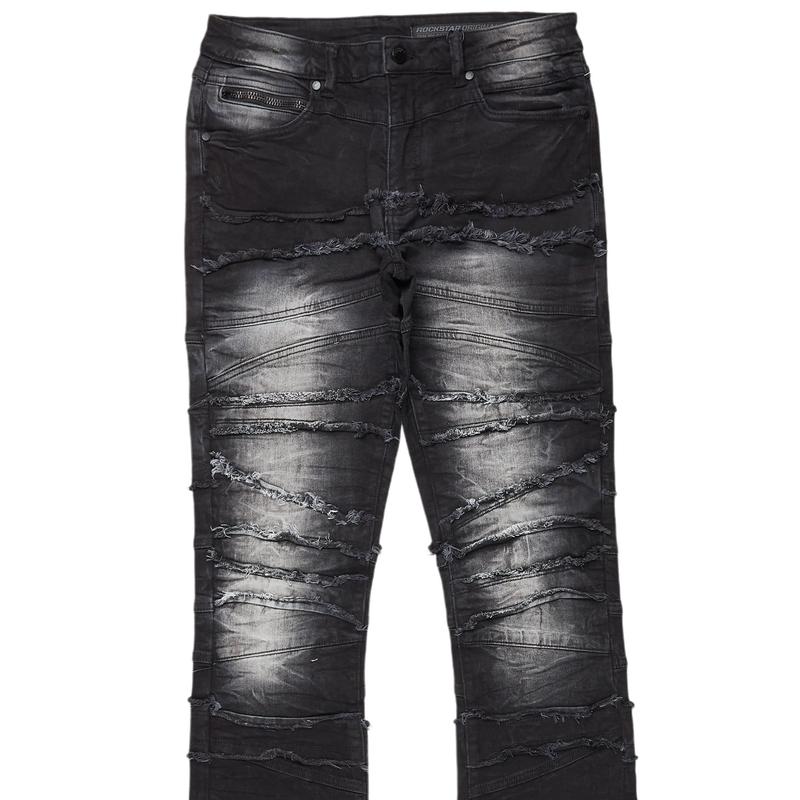 Franko Black Stacked Flare Jean