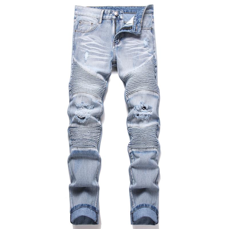 Men's Fashion Designer Jeans for men Distressed Slim Fit Street Style Denim Clothing Pants