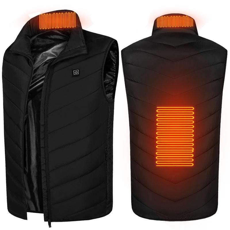 Heating USB 2 Areas Heated Sleeveless Jackets Men Women Electric Warmer Vest Outwears Outdoor Sport Parkas Black Slim Waistcoat