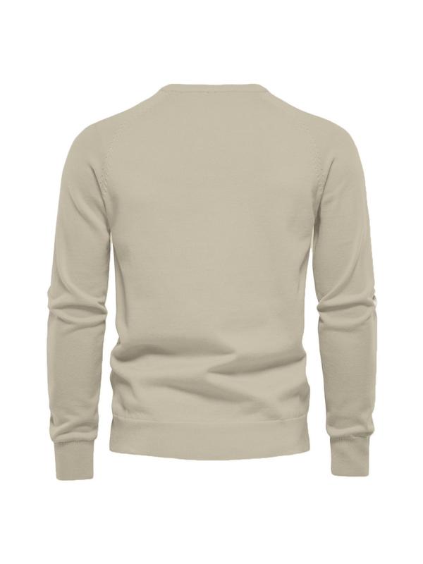 Men's Regular Fit Textured Raglan Sleeve Pullover, Casual Long Sleeve Round Neck Sweater for Fall & Winter, Men's Knitwear for Daily Wear