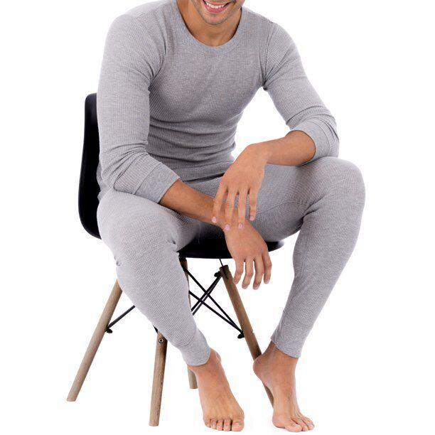 Mens Cotton Waffle Knit Thermal Top&Pants 2PC Set Long Johns Warm Underwear