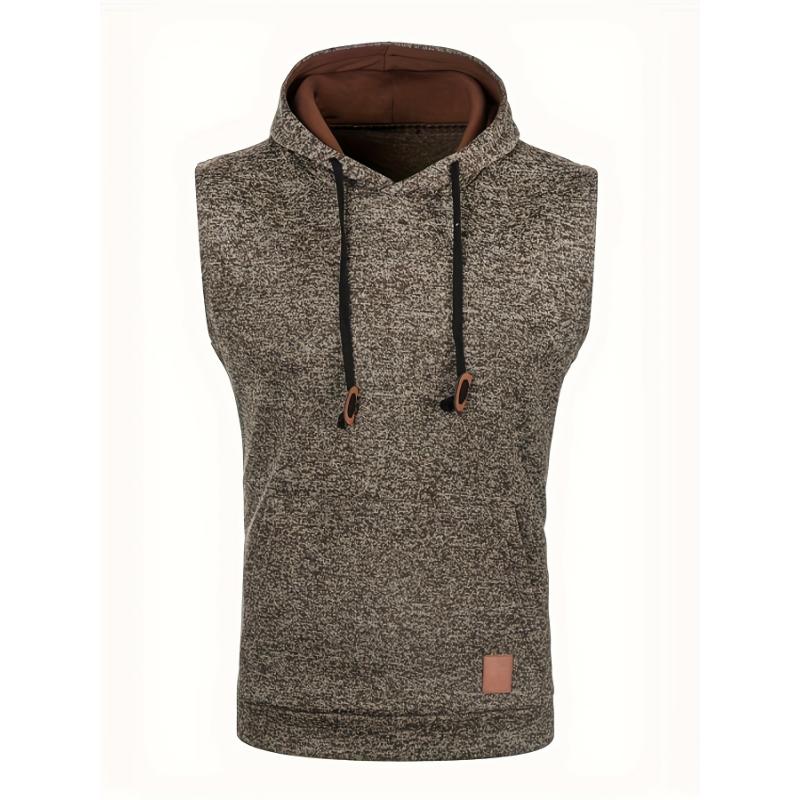 Men's Hooded Sleeveless Vest - Elegant & Stretchable Vintage Style - Ideal for Casual Fall Winter Wear