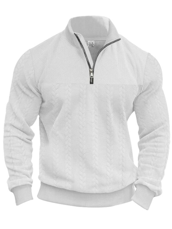 Men's Solid Quarter Zip Sweatshirt, Regular Fit Casual Long Sleeve Pullover for Fall & Winter, Men's Clothes for Daily Wear