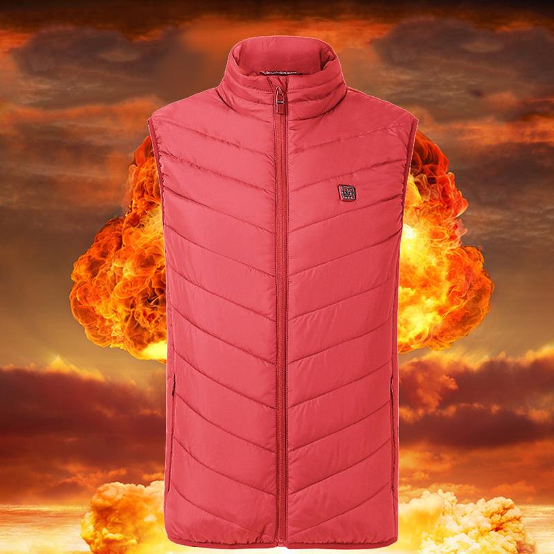 Heating USB 2 Areas Heated Sleeveless Jackets Men Women Electric Warmer Vest Outwears Outdoor Sport Parkas Black Slim Waistcoat