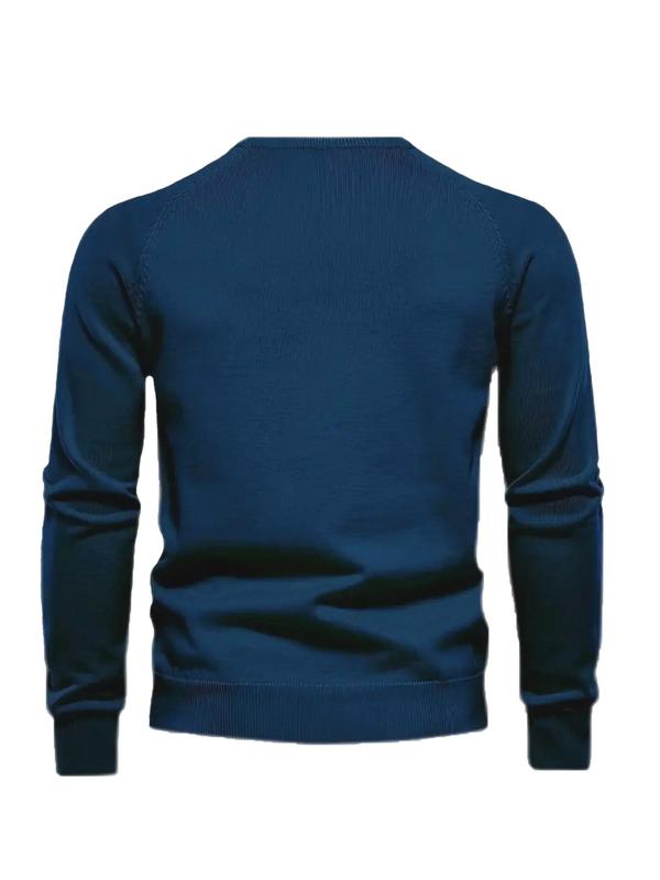 Men's Regular Fit Textured Raglan Sleeve Pullover, Casual Long Sleeve Round Neck Sweater for Fall & Winter, Men's Knitwear for Daily Wear