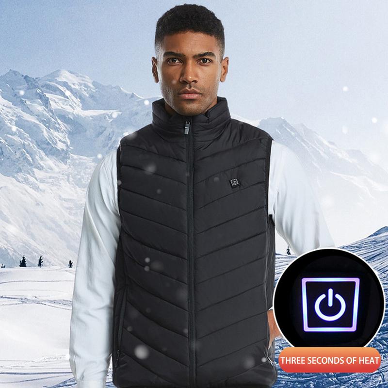 Heating USB 2 Areas Heated Sleeveless Jackets Men Women Electric Warmer Vest Outwears Outdoor Sport Parkas Black Slim Waistcoat