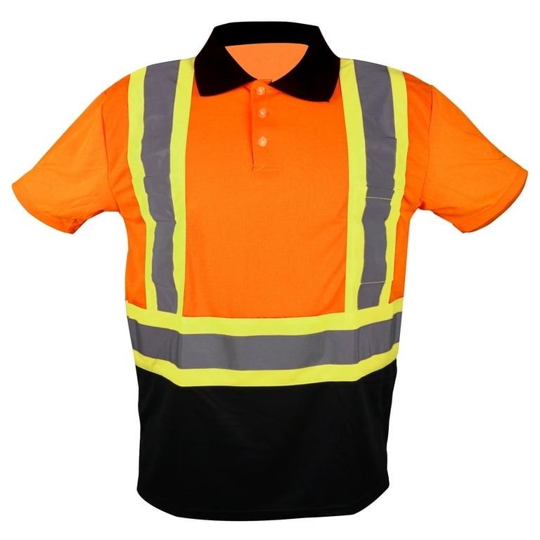 Men's Construction Workwear Safety Shirts with Pockets - Hi-vis Yellow Orange Black - Clothing, Menswear