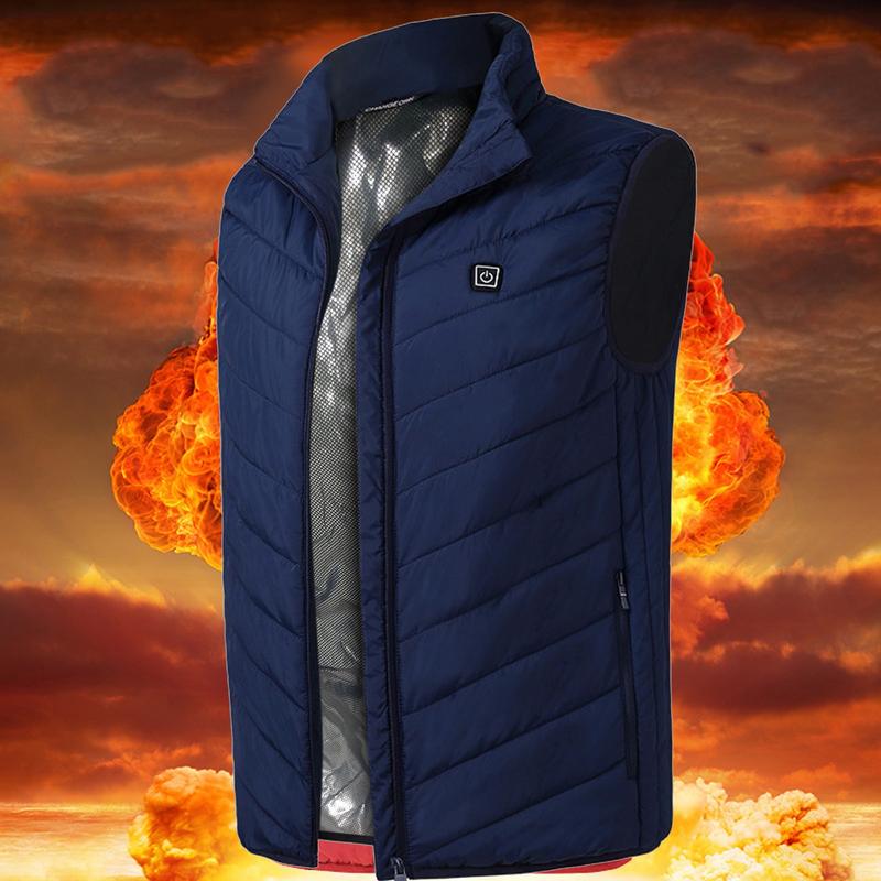 Heating USB 2 Areas Heated Sleeveless Jackets Men Women Electric Warmer Vest Outwears Outdoor Sport Parkas Black Slim Waistcoat