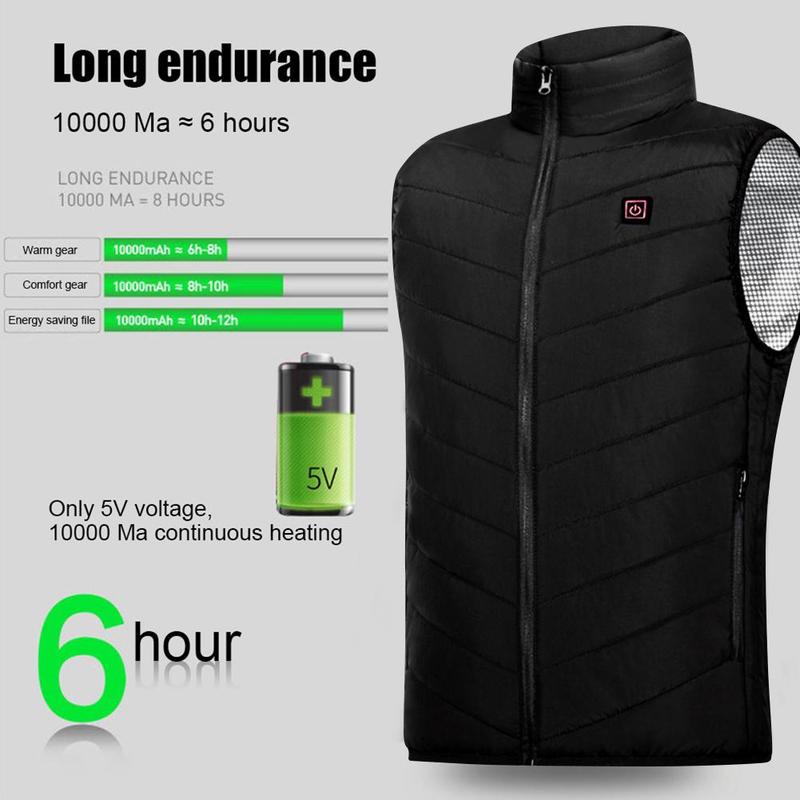 Graphene Heated Jacket with 9 Zones, USB Electric Heating Coat for Men and Women, Ideal for Sports and Camping