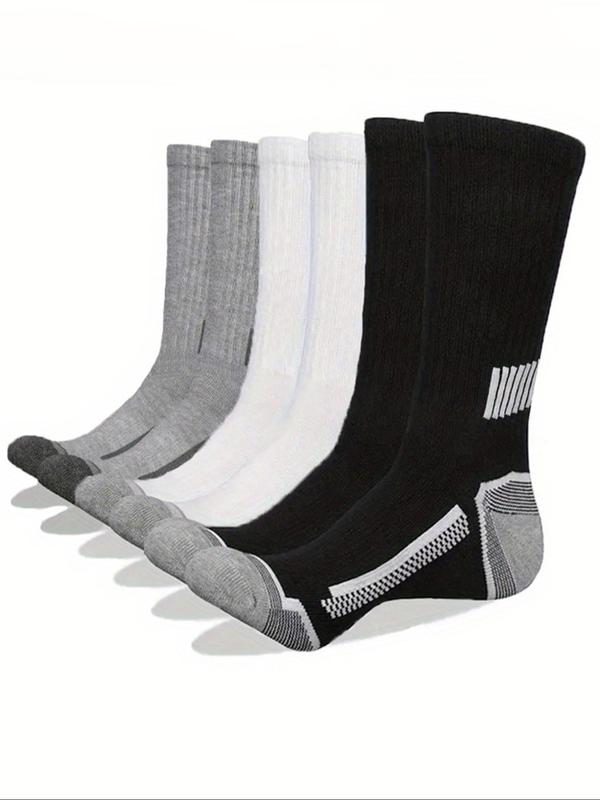 Men's Patchwork Print Crew Socks, Casual Comfy Breathable Socks for Daily Outdoor Wear, Mid-calf Socks for Men, Fall Socks for Men 2024