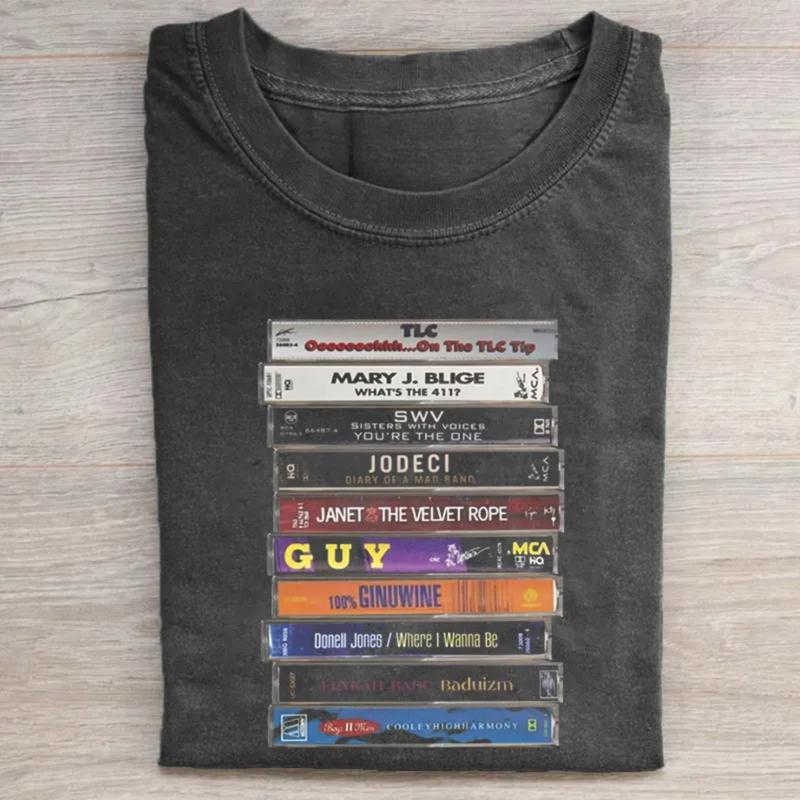 Vintage 90s R&B Cassette Tape T-shirt, Music Shirt - Jodeci, Boyz II Men, TLC, Ginuwine, Guy, SWV and More - Nostalgic Music Tee for Fans Menswear Top