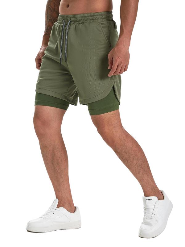 Men's Solid Drawstring Waist Pocket Shorts, Regular Fit Casual Breathable Comfortable Shorts for Summer, Men's Bottoms for Daily Wear