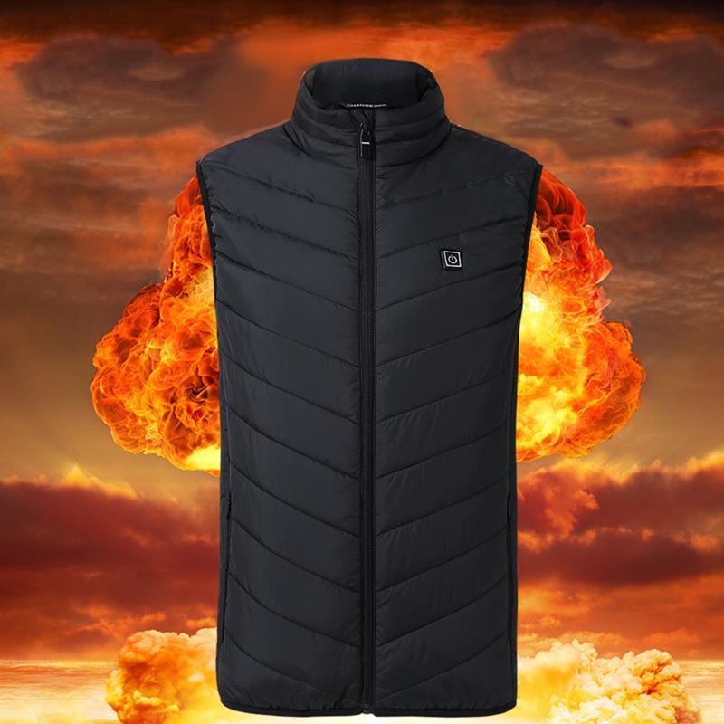 Heating USB 2 Areas Heated Sleeveless Jackets Men Women Electric Warmer Vest Outwears Outdoor Sport Parkas Black Slim Waistcoat