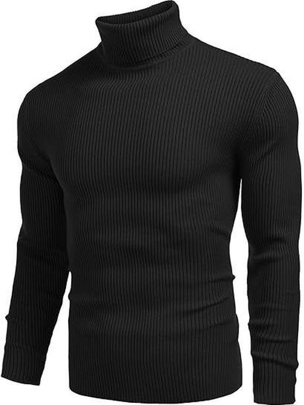 COOFANDY B Men's Knitted Ribbed Turtleneck High Neck Slim Fit Basic Sweater - Best Choice in Winter Casual Fabric Knitwear Menswear Soft Jacket Jeans Long Outdoor Pullover Suit Long Sleeve Thick black friday