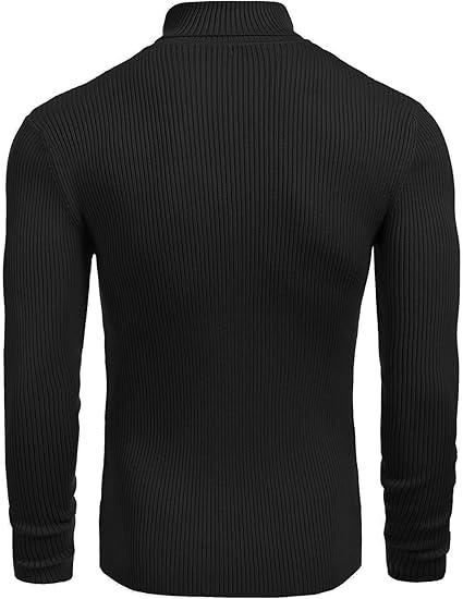 COOFANDY B Men's Knitted Ribbed Turtleneck High Neck Slim Fit Basic Sweater - Best Choice in Winter Casual Fabric Knitwear Menswear Soft Jacket Jeans Long Outdoor Pullover Suit Long Sleeve Thick black friday