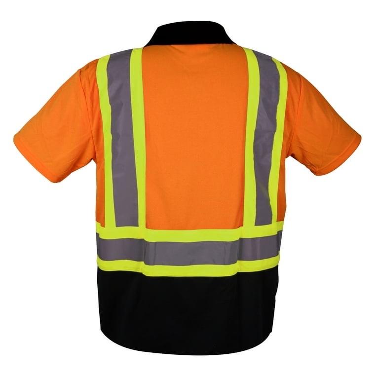 Men's Construction Workwear Safety Shirts with Pockets - Hi-vis Yellow Orange Black - Clothing, Menswear