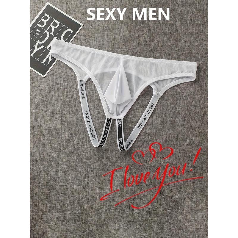 1pc 3pcs Men's Stylish Sexy Lingerie Underwear Briefs, High Elastic Mesh Hole T-Back Thongs, Open Break Hole Hollow Out Sheer Men's Underpants, Sexy Underwear For Men A Gift For Your Loved One, Used for S M codes