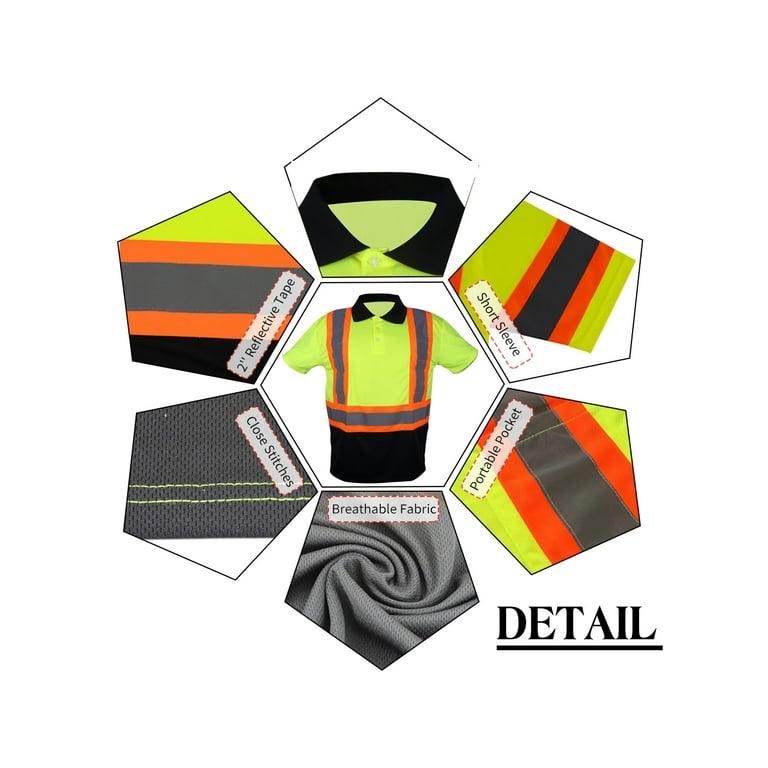 Men's Construction Workwear Safety Shirts with Pockets - Hi-vis Yellow Orange Black - Clothing, Menswear