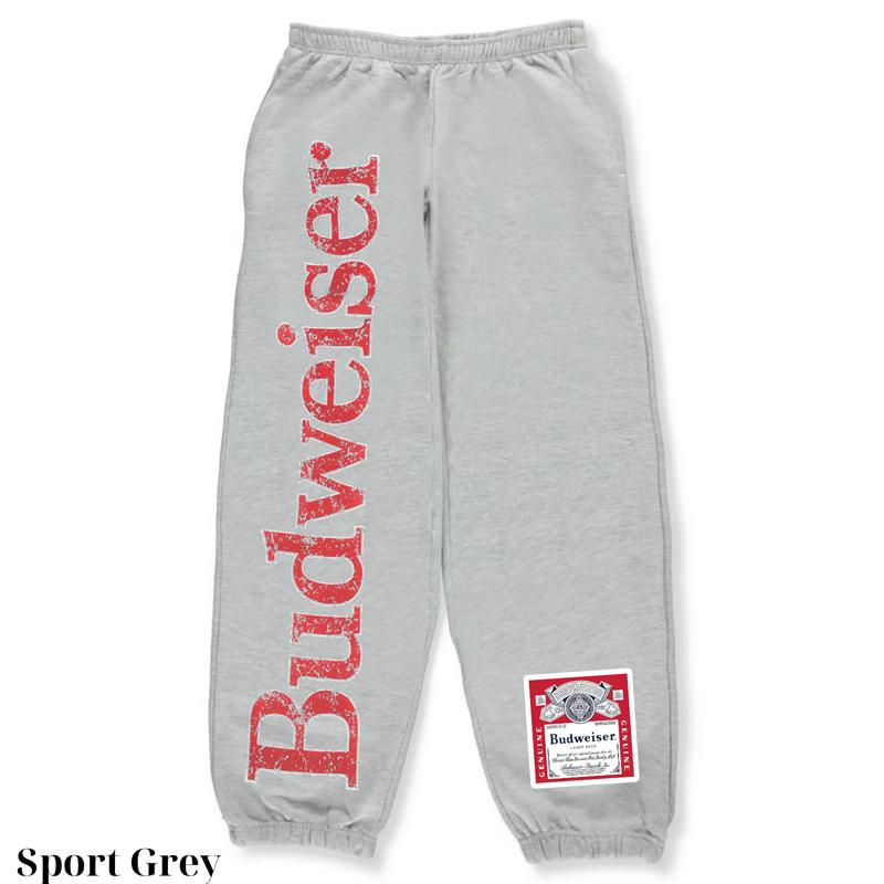 Y2K Streetwear Budweiser Text & Label King Of Beer Streetwear Sweatpants, Men's Jogging Pants Hip-hop Street Pants, Streetwear Hip Hop Joggers, Men Sweatpants Gift, Gift For Him