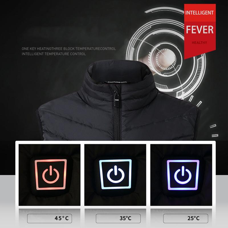 Heating USB 2 Areas Heated Sleeveless Jackets Men Women Electric Warmer Vest Outwears Outdoor Sport Parkas Black Slim Waistcoat