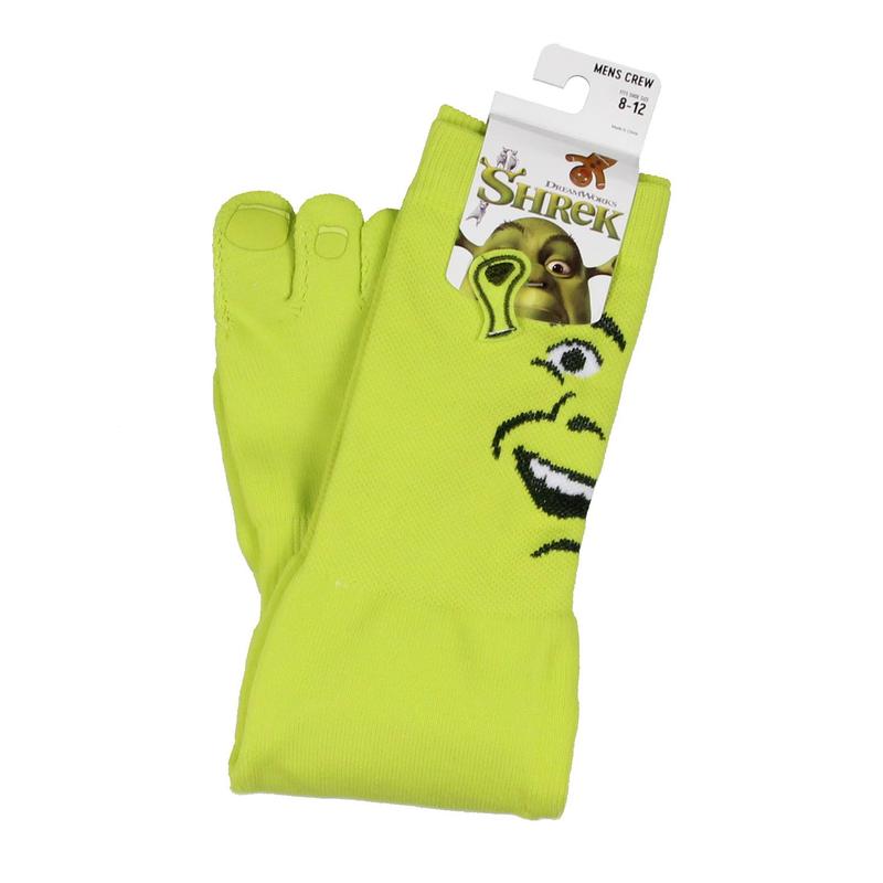 Bioworld Shrek Big Face 3D Ears Character Design Individual Toes Adult Mid-Calf Novelty Crew Socks 1 Pair