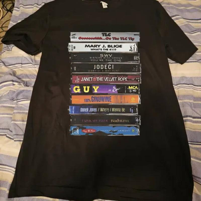 Vintage 90s R&B Cassette Tape T-shirt, Music Shirt - Jodeci, Boyz II Men, TLC, Ginuwine, Guy, SWV and More - Nostalgic Music Tee for Fans Menswear Top