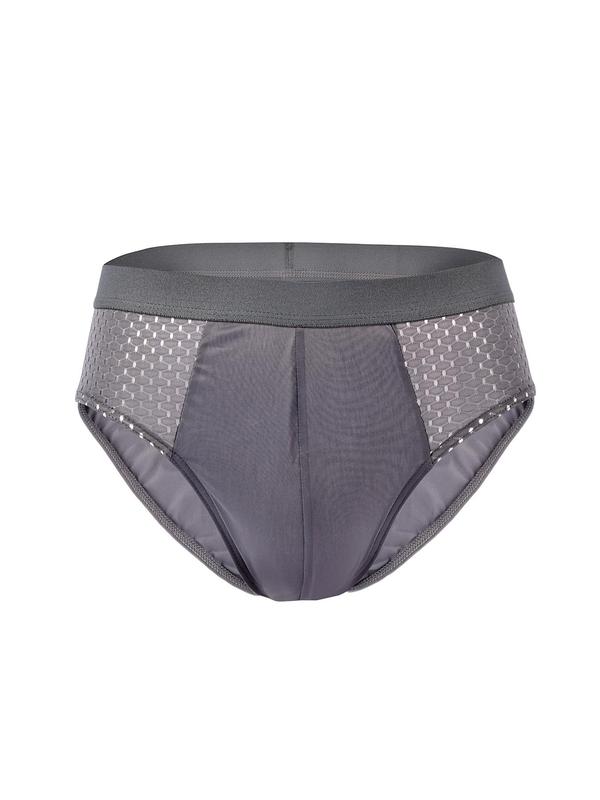 Men's Solid Color Mesh Breathable Boxer Brief, Casual Comfy Underwear for Daily Wear, Men's Underwear for All Seasons