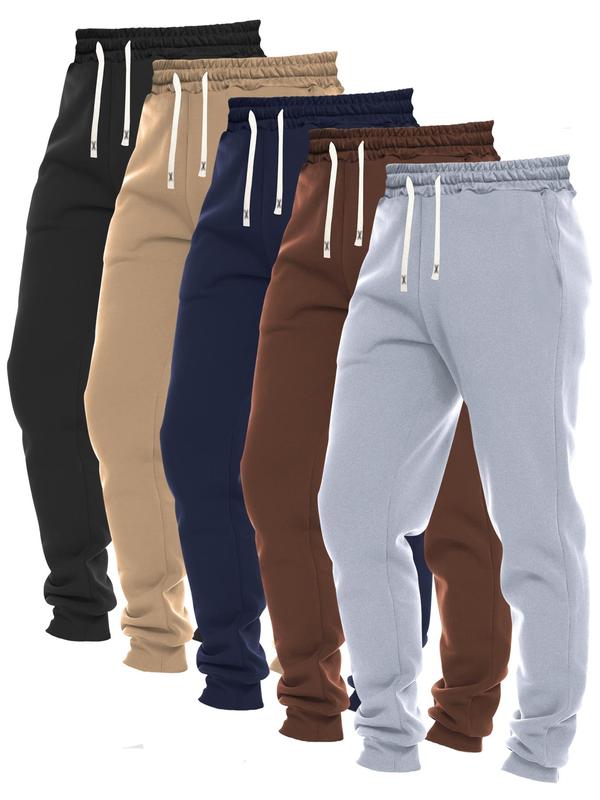 Men's Solid Color Drawstring Waist Sweatpants, Casual Comfy Elastic Waist Pocket Pants for Spring & Fall, Pants for Men, Men's Trousers for Daily Wear