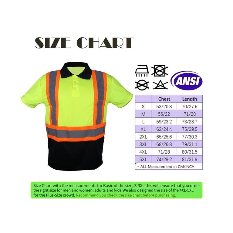 Men's Construction Workwear Safety Shirts with Pockets - Hi-vis Yellow Orange Black - Clothing, Menswear