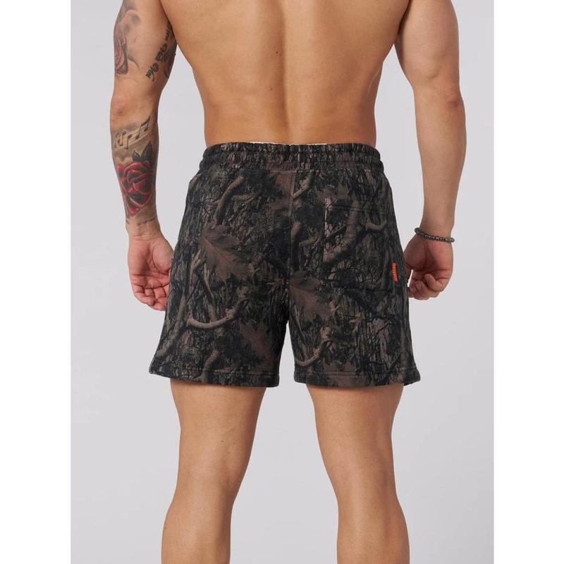 Youngla American Style Dead Leaf Shorts Men's Casual Camouflage Summer Retro Alphabet Loose Fitness Sports Beach Pants