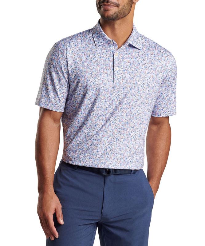 Peter Millar Short Sleeve 'Groovy' Print Jersey Polo Knit Shirt