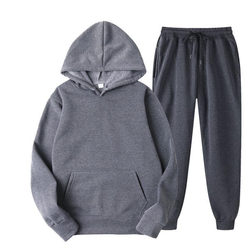 Men's female Tracksuit Casual Jogging Suit Sweatshirt set Hoodies + Sweatpant 2pcs Fashion Warm Solid  colors Loose Sportswear