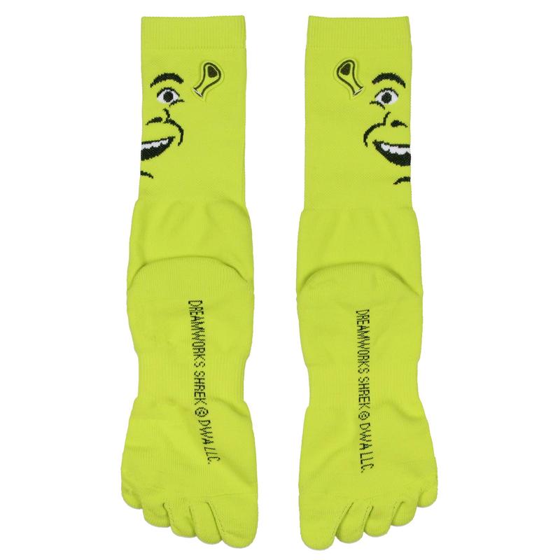 Bioworld Shrek Big Face 3D Ears Character Design Individual Toes Adult Mid-Calf Novelty Crew Socks 1 Pair