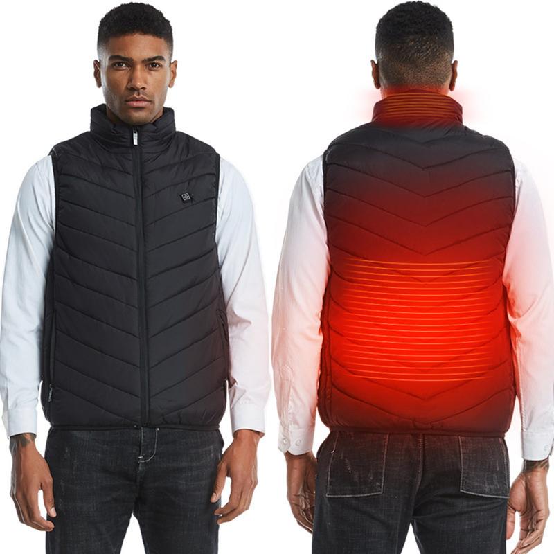 Heating USB 2 Areas Heated Sleeveless Jackets Men Women Electric Warmer Vest Outwears Outdoor Sport Parkas Black Slim Waistcoat