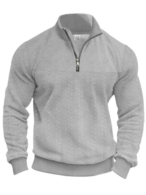 Men's Solid Quarter Zip Sweatshirt, Regular Fit Casual Long Sleeve Pullover for Fall & Winter, Men's Clothes for Daily Wear