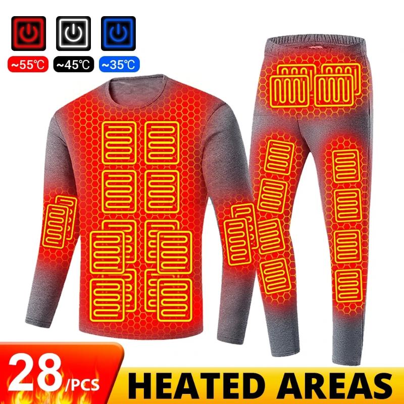 Winter Thermal Heated Underwear Men Vest Heated Jacket USB Electric Heating Clothing Men's Ski Suit Moto Autumn Pants