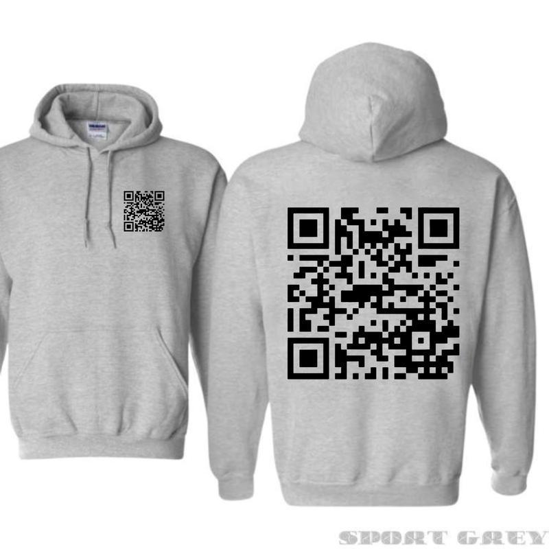 2 Sides Funny FU QR Code Men's Hoodie, QR Code Hoodie, Gifts, Gift For Her, Gift For Him, Classic Fabric Top Unisex Clothing Medium Menswear, All Size