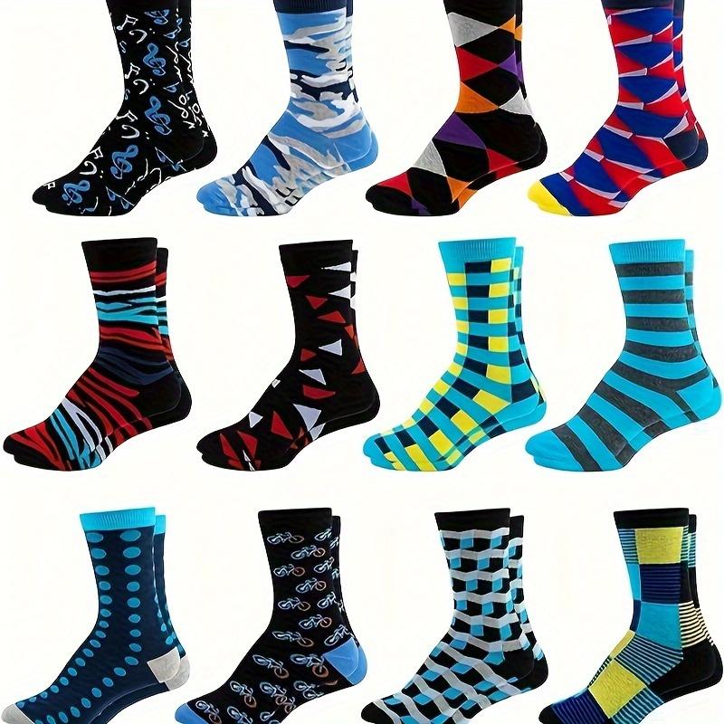 6pairs Men's Random Color Casual Cotton Socks Novelty Funny Colorful Crazy Socks, Men's Socks