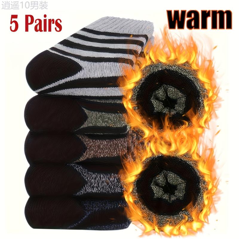 5 Pairs Thermal Socks, Warm and Thick Winter Socks for Men and Women, Hiking and Fishing Socks, Christmas Gift Fabric Menswear