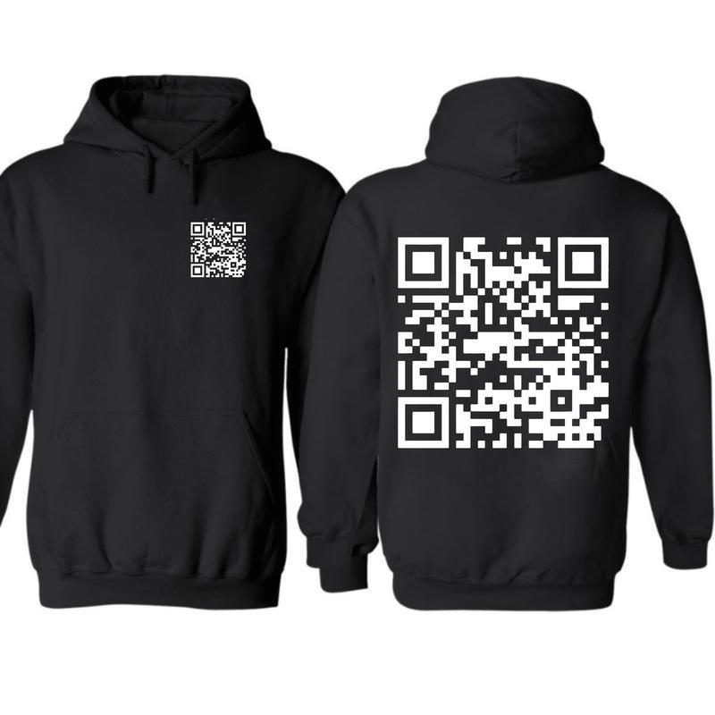 2 Sides Funny FU QR Code Men's Hoodie, QR Code Hoodie, Gifts, Gift For Her, Gift For Him, Classic Fabric Top Unisex Clothing Medium Menswear, All Size