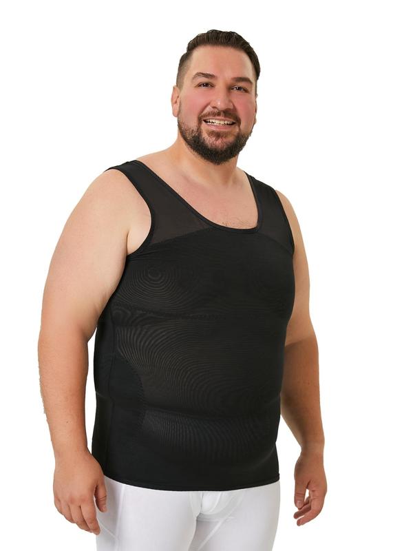 Men's Plain Contrast Mesh Sleeveless Shapewear Tank Top, Tummy Control Slimming Vest, Shaper for Men, Mens Clothing, Body Shapewear, Menswear Slimming Underwear for Daily Wear