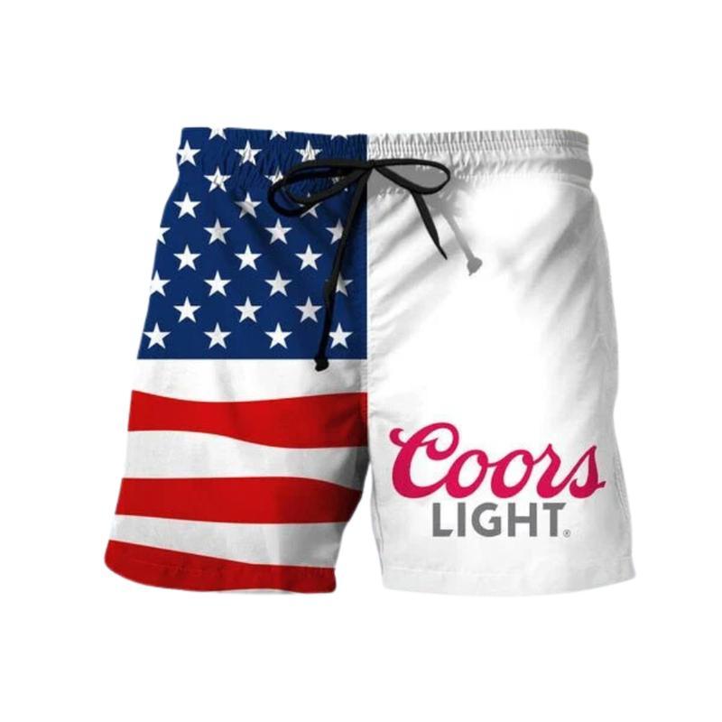 Stop Staring At My Coors Light US Flag Beach Short Summer Gift For Men