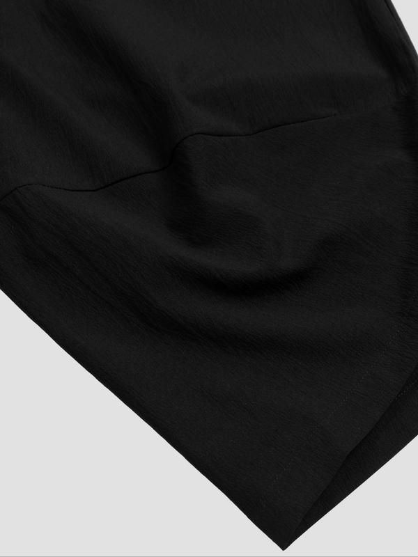 Men's Solid Drawstring Waist Capri Pants, Loose Casual Pocket Design Pants for Summer, Wide Leg Pants for Men