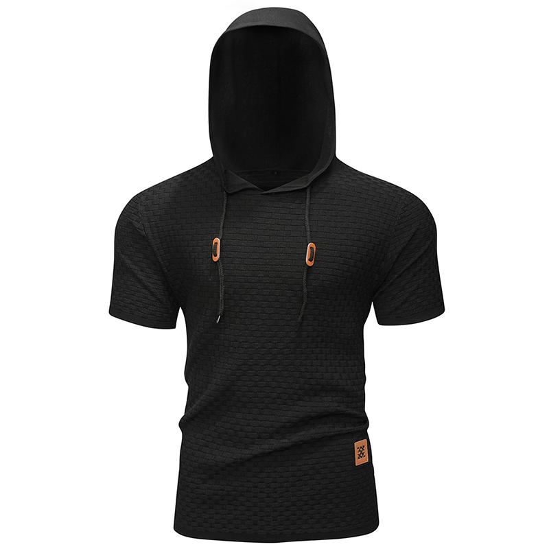 Zaitun Men's Short Sleeve Hoodie Shirt Casual Waffle Knitted Pullover Sweater warm outerwear