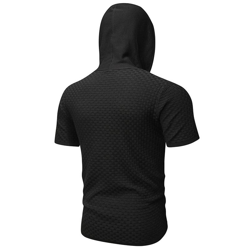 Zaitun Men's Short Sleeve Hoodie Shirt Casual Waffle Knitted Pullover Sweater warm outerwear