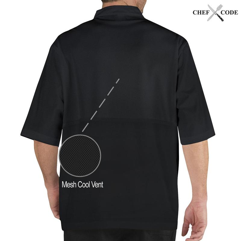 Chef Code | Cool Breeze Back Vent Chef Coat | Short Sleeve Unisex Service Uniform Jacket |